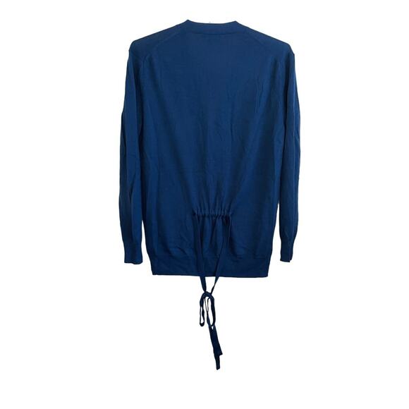 J. Crew Cardigan Sweater Women Size XS Merino Wool Blue Tie Back Lightweight - Picture 2 of 8